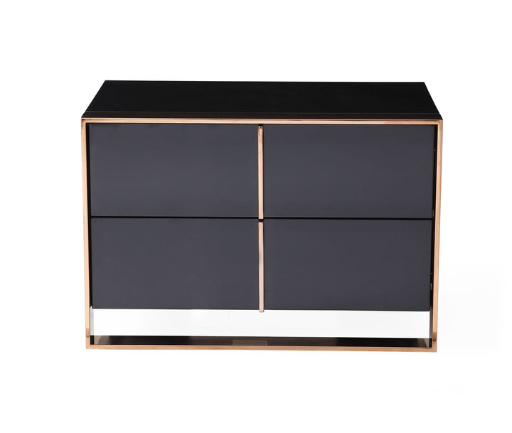 Cartier Modern Black &amp; Rosegold Nightstand