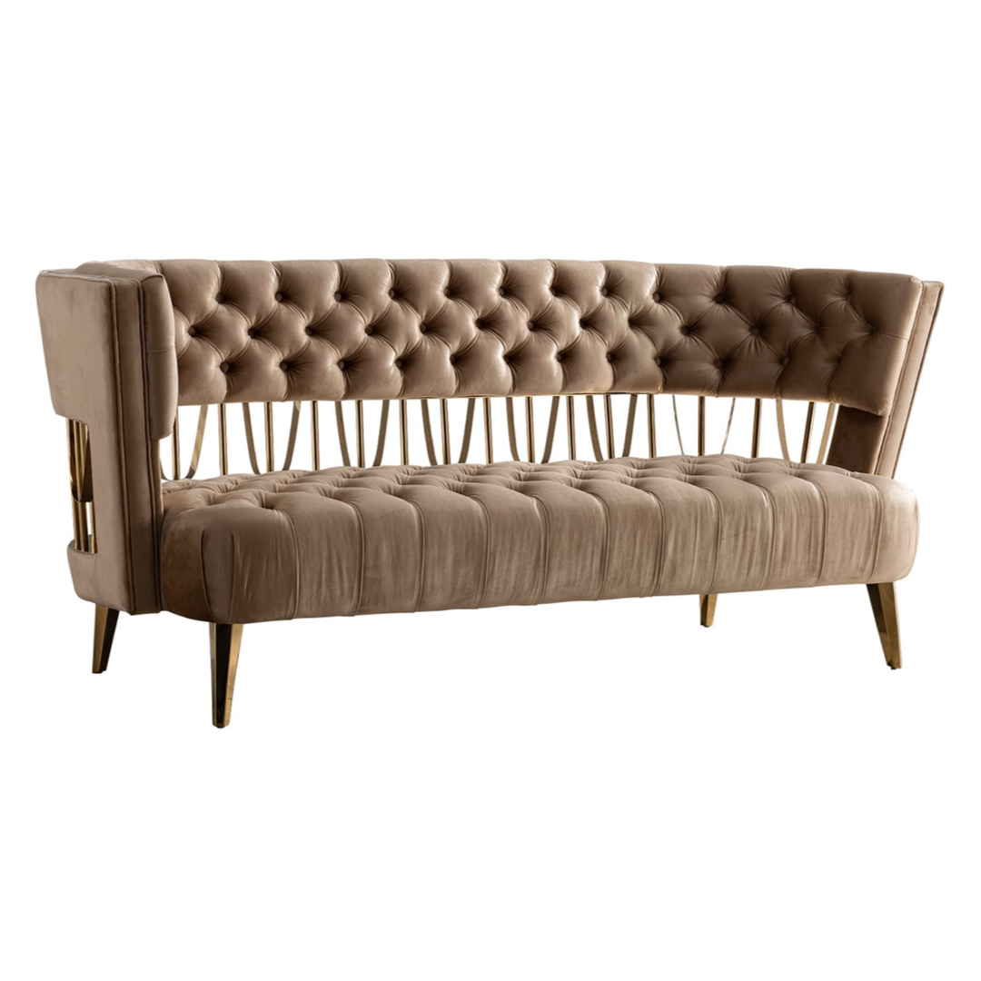 Courtney - Beige & Gold Fabric Loveseat