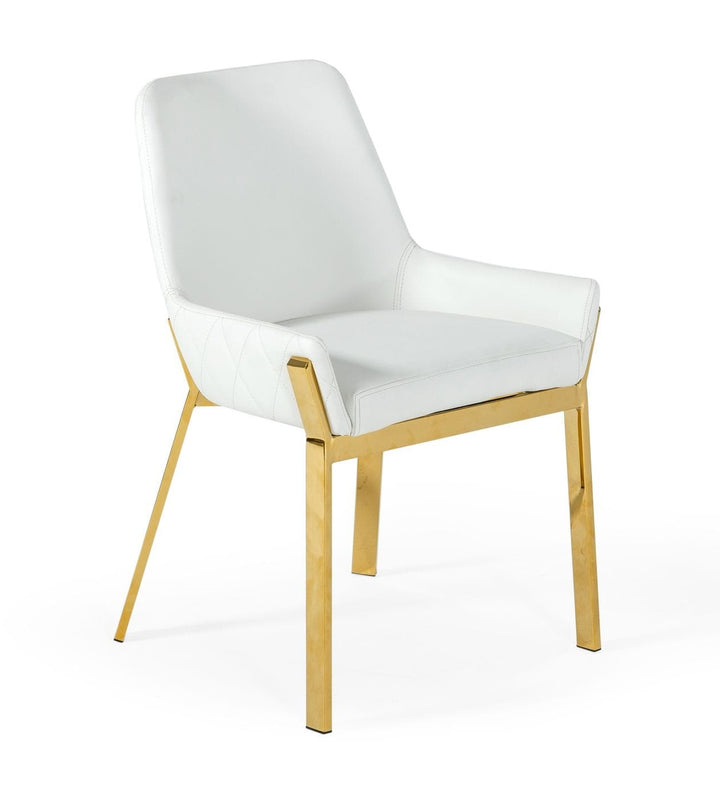 Ganon - Modern White &amp; Gold Dining Chair