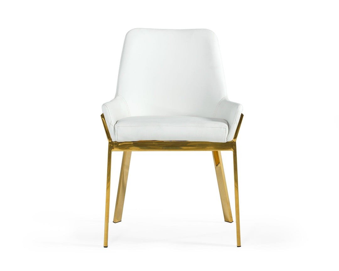 Ganon  Modern White & Gold Dining Chair