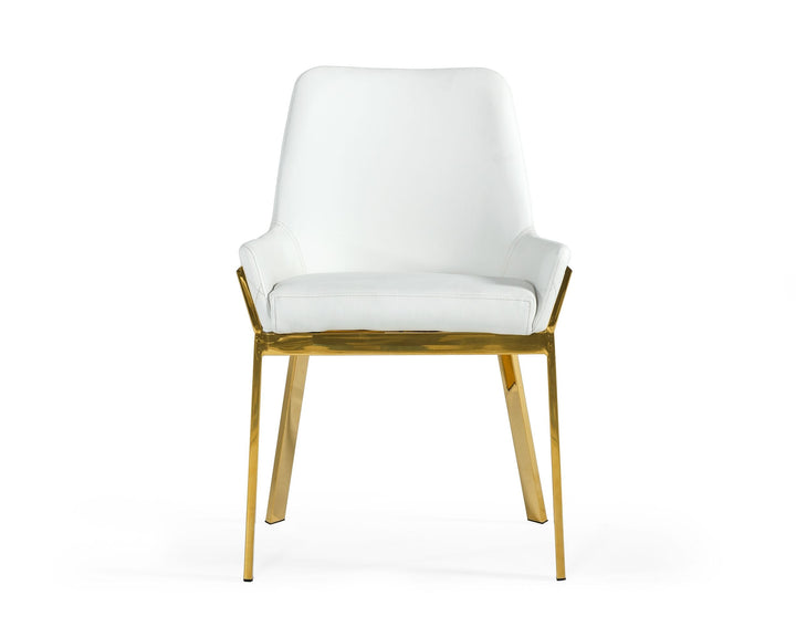 Ganon  Modern White & Gold Dining Chair