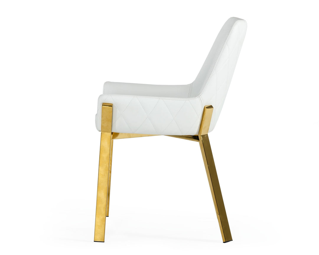 Ganon  Modern White & Gold Dining Chair