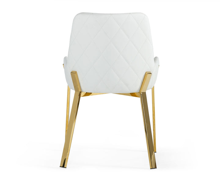 Ganon - Modern White &amp; Gold Dining Chair