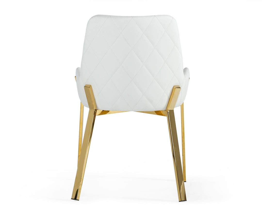 Ganon  Modern White & Gold Dining Chair