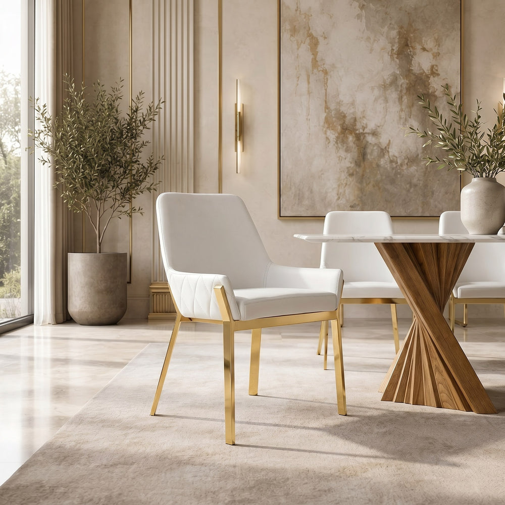 Ganon - Modern White & Gold Dining Chair - View 13