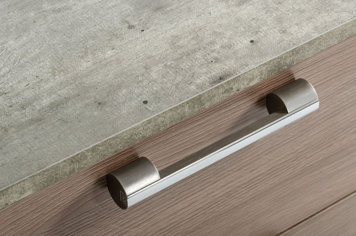Boston - Modern Brown Oak &amp; Brushed Stainless Steel Dresser