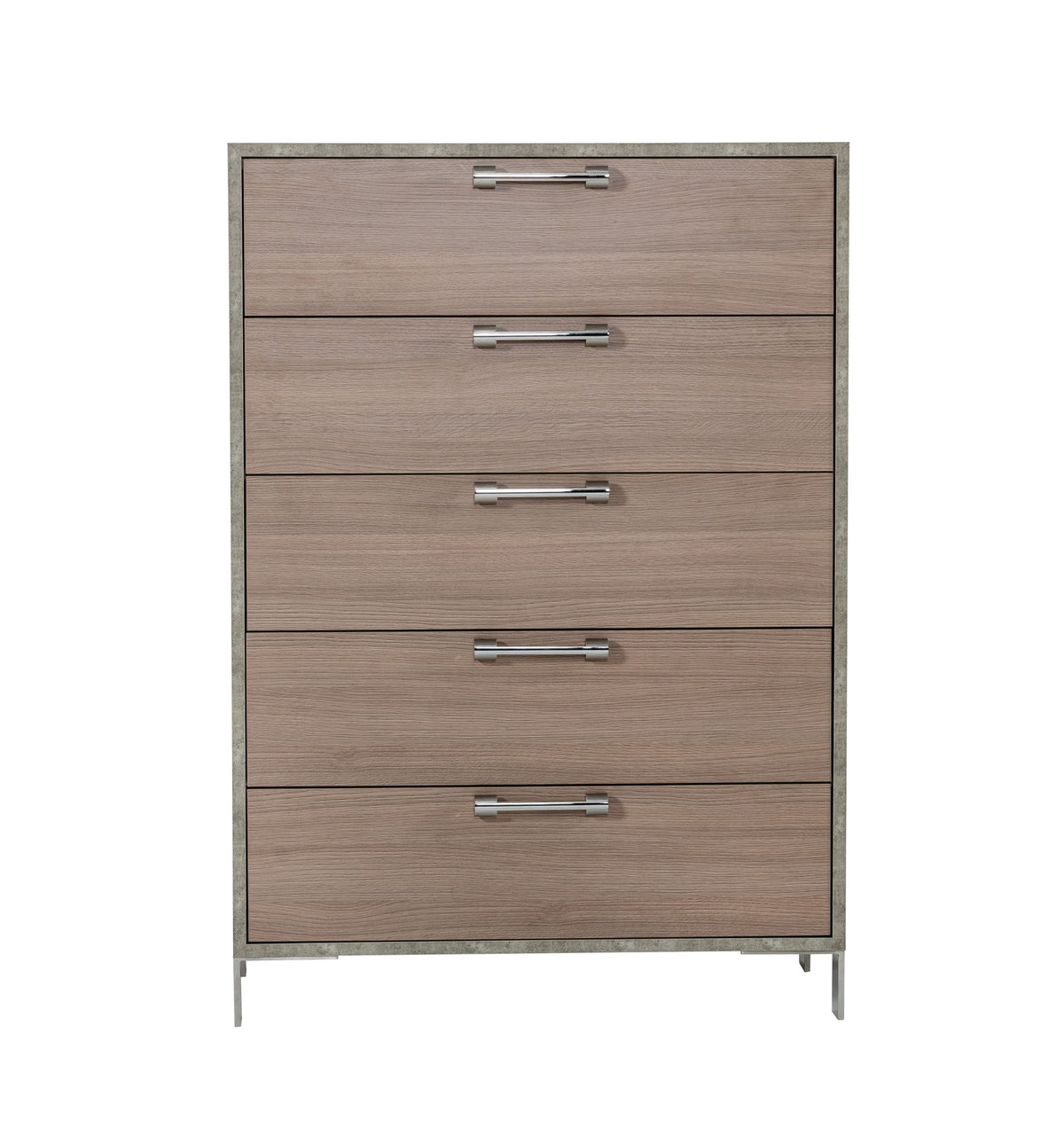 Boston - Modern Brown Oak & Brushed Stainless Steel Chest