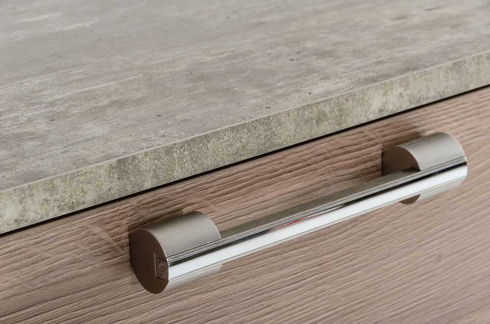 Boston - Modern Brown Oak & Brushed Stainless Steel Chest - View 2