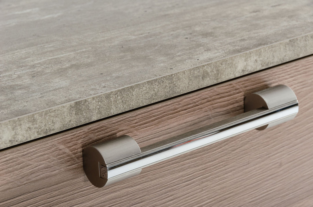 Boston - Modern Brown Oak & Brushed Stainless Steel Chest