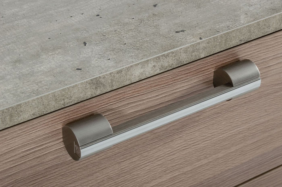 Boston - Modern Brown Oak & Brushed Stainless Steel Nightstand
