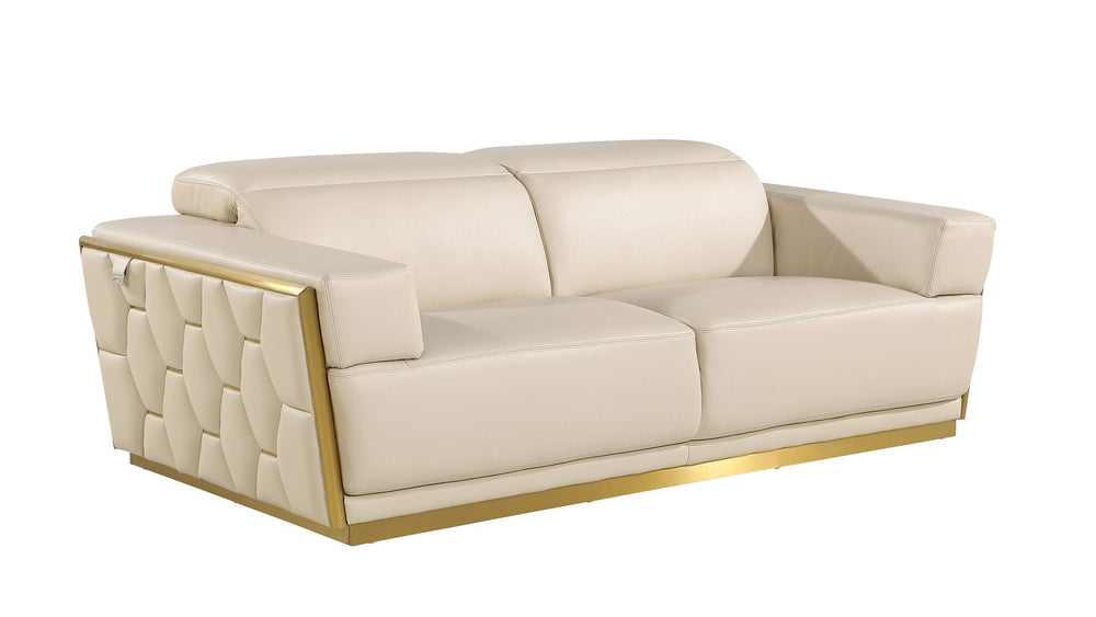 DivanItalia 1111 Sofa with Adjustable Headrest in Top-Grain Italian Leather - Cream