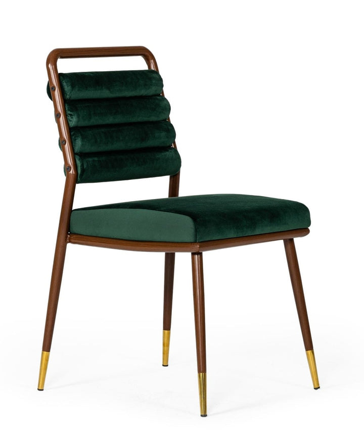 Biscay - Modern Dark Green &amp; Walnut Steel Dining Chair