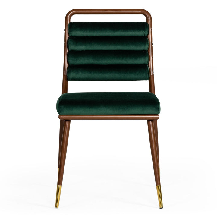 Biscay - Modern Dark Green &amp; Walnut Steel Dining Chair