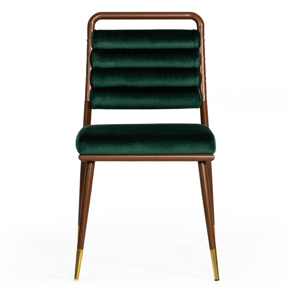 Biscay - Modern Dark Green & Walnut Steel Dining Chair