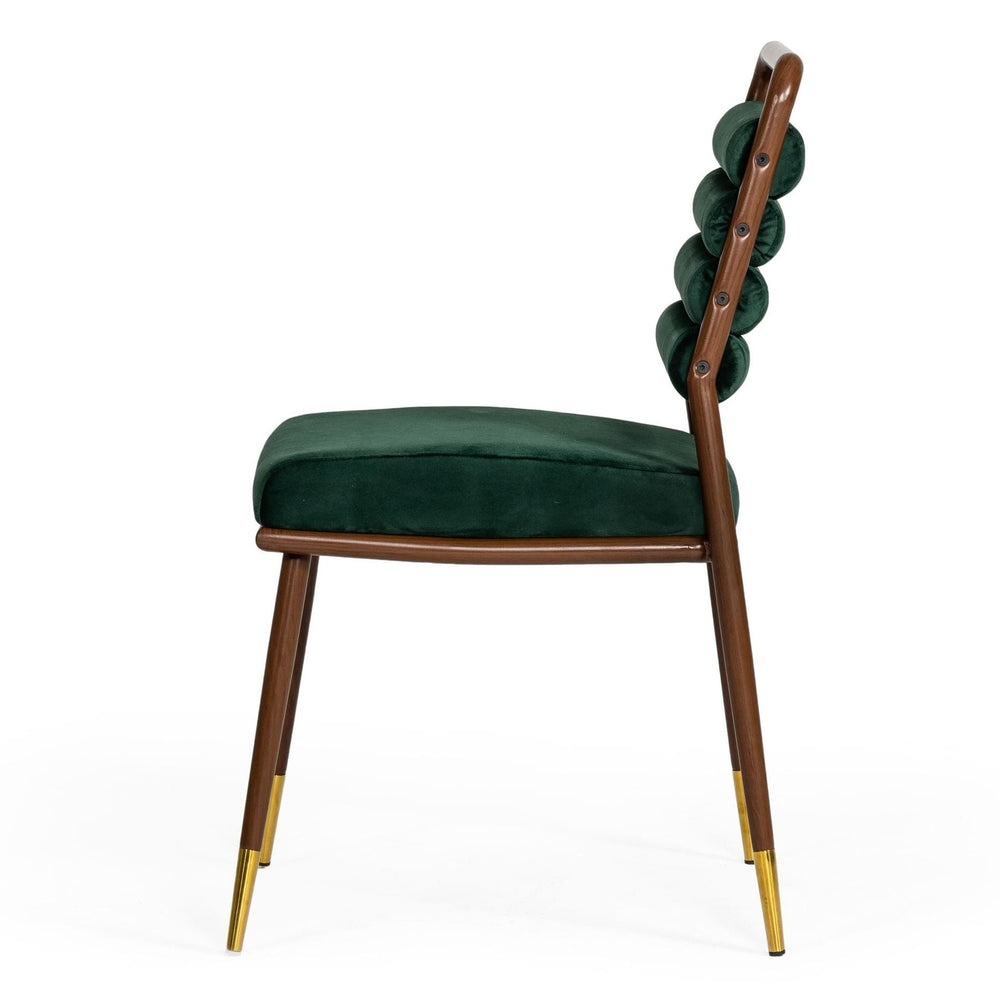 Biscay - Modern Dark Green & Walnut Steel Dining Chair