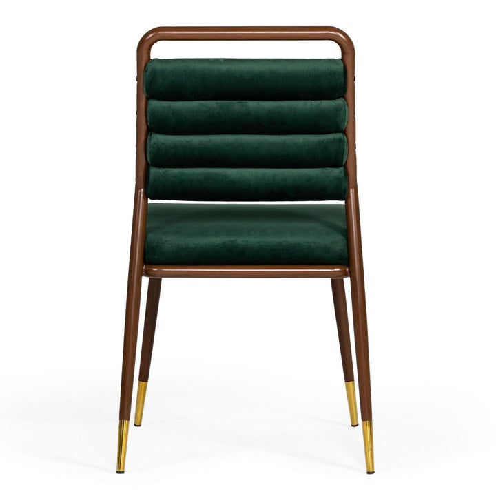 Biscay - Modern Dark Green &amp; Walnut Steel Dining Chair