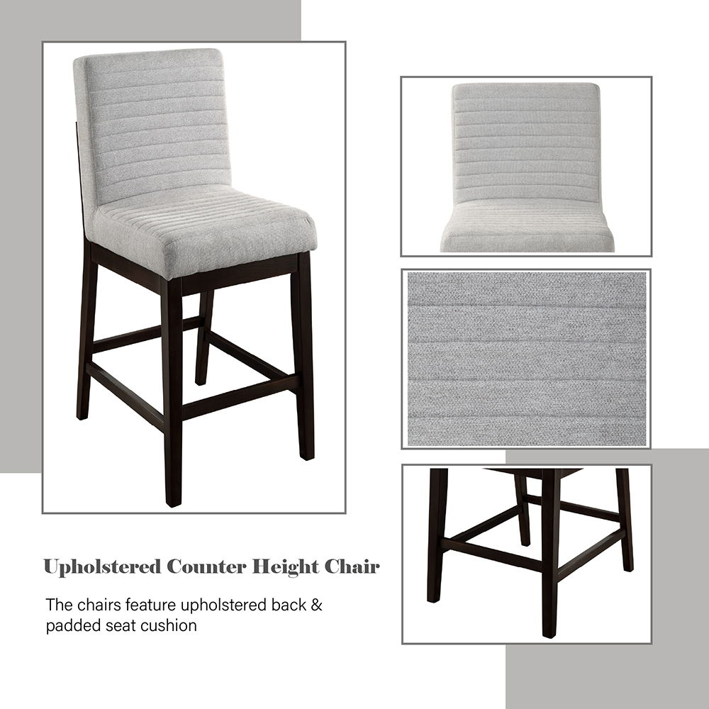 Edwyn - Counter Height Chair Set of 2) - Gray Linen & Espresso