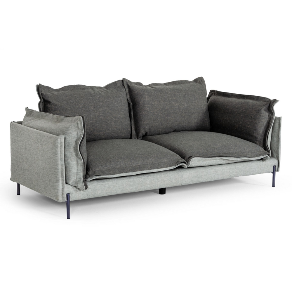 Mars - Modern Grey & Dark Grey Fabric Sofa - View 2