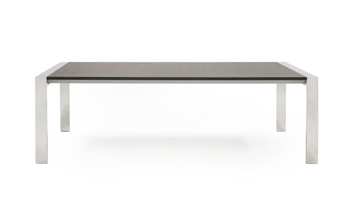 Fauna - Modern Elm Grey &amp; Stainless Steel Chrome Dining Table