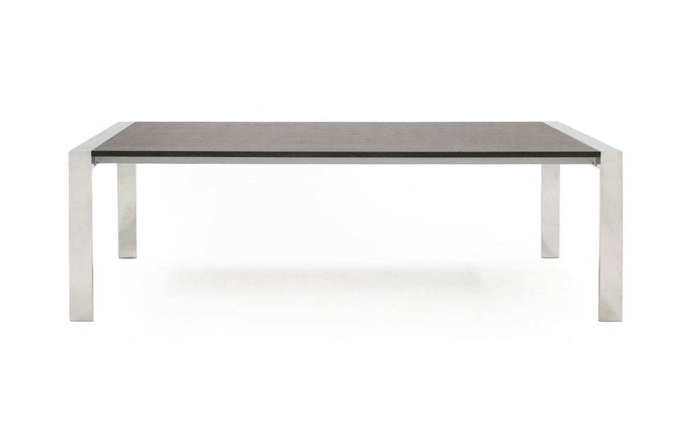 Fauna - Modern Elm Grey & Stainless Steel Chrome Dining Table - View 7