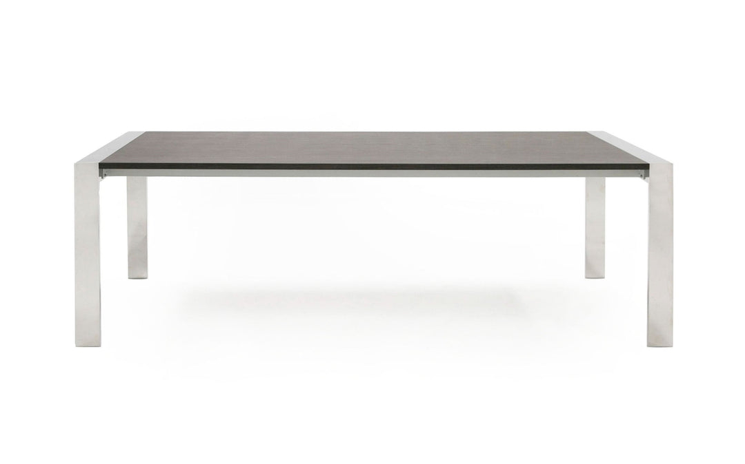 Fauna - Modern Elm Grey & Stainless Steel Chrome Dining Table