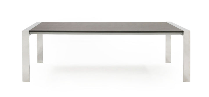 Fauna - Modern Elm Grey &amp; Stainless Steel Chrome Dining Table