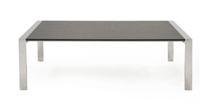 Fauna - Modern Elm Grey &amp; Stainless Steel Chrome Dining Table