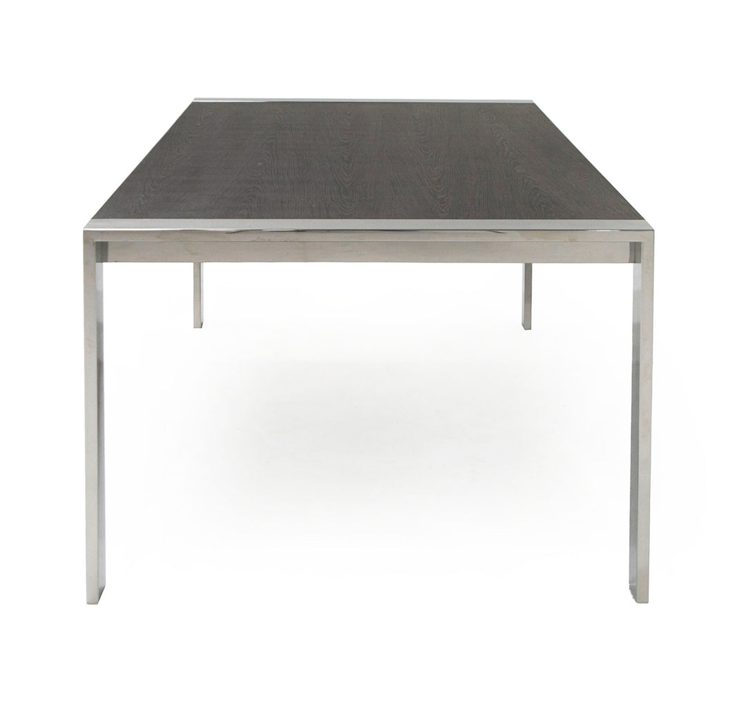 Fauna - Modern Elm Grey & Stainless Steel Chrome Dining Table