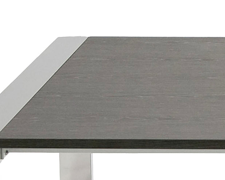 Fauna - Modern Elm Grey &amp; Stainless Steel Chrome Dining Table