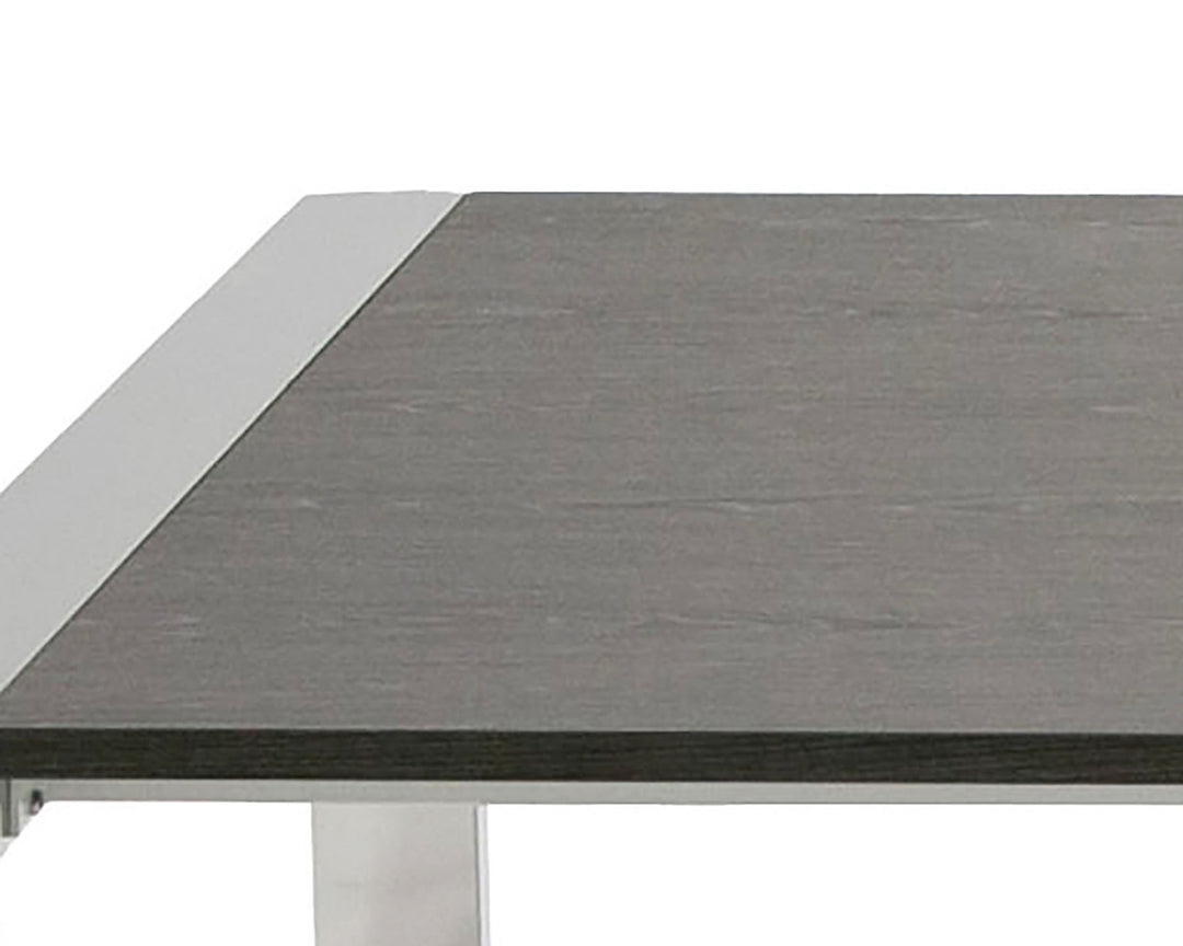 Fauna - Modern Elm Grey & Stainless Steel Chrome Dining Table