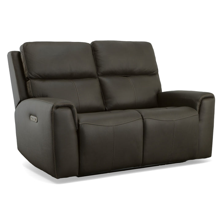 Jarvis Leather Power Reclining Loveseat with Power Headrests in Mica