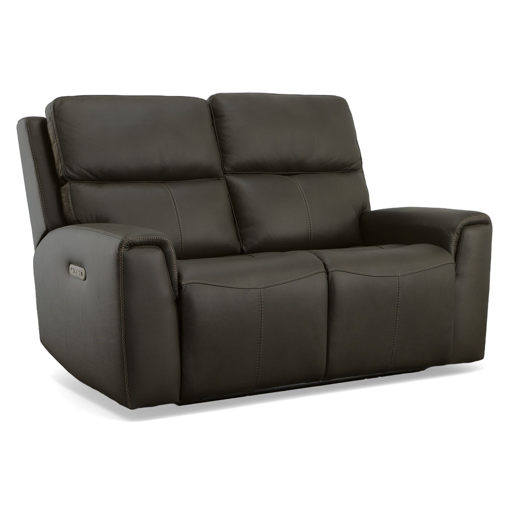 Jarvis Leather Power Reclining Loveseat with Power Headrests in Mica