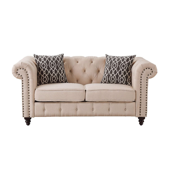 Aurelia - Loveseat With 2 Pillows - Beige Linen