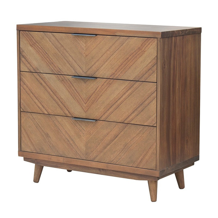 Piero Chevron Chest 3 Drawers - Monterey Brown