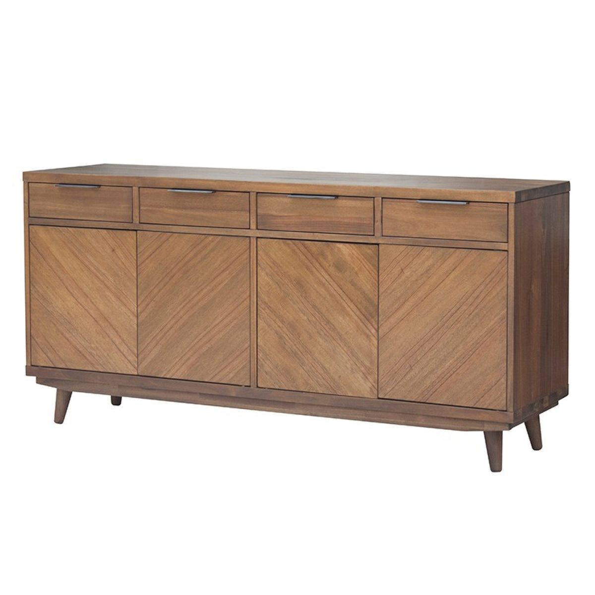 Piero Chevron Buffet 4 Drawers + 4 Doors - Monterey Brown