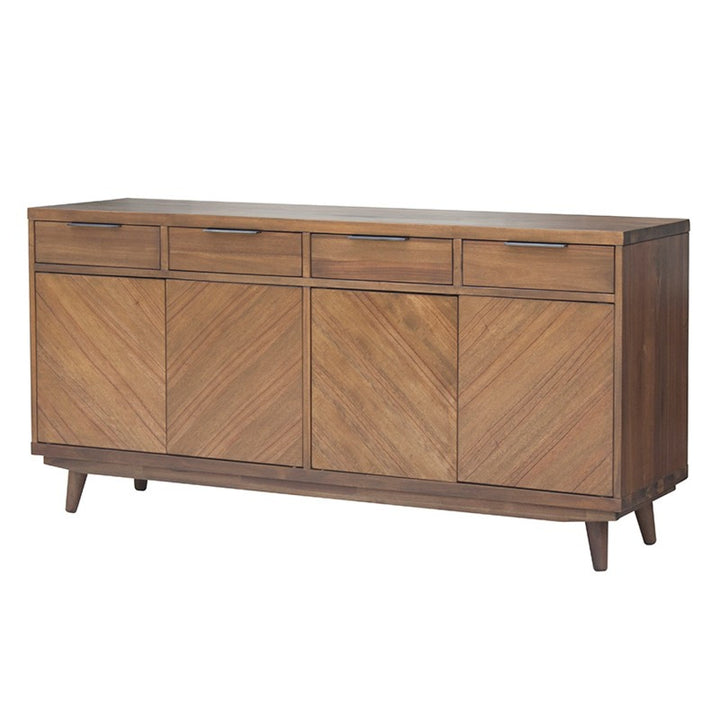 Piero Chevron Buffet 4 Drawers + 4 Doors - Monterey Brown