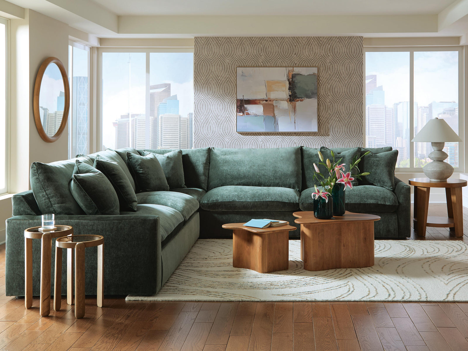 Carriage View 3-Piece Sectional - Green (2)