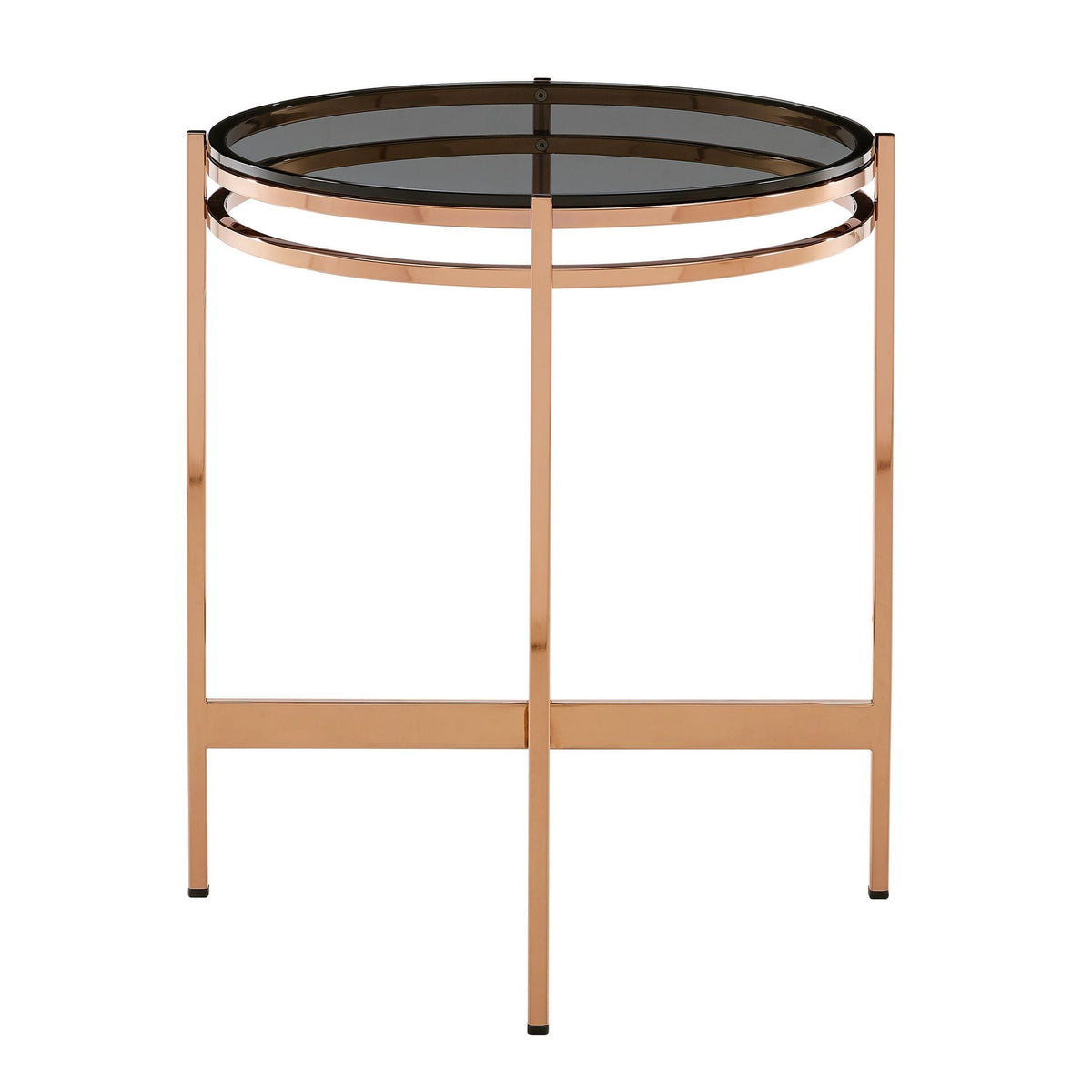 Bradford - Modern Smoked Glass & Rosegold Small End Table