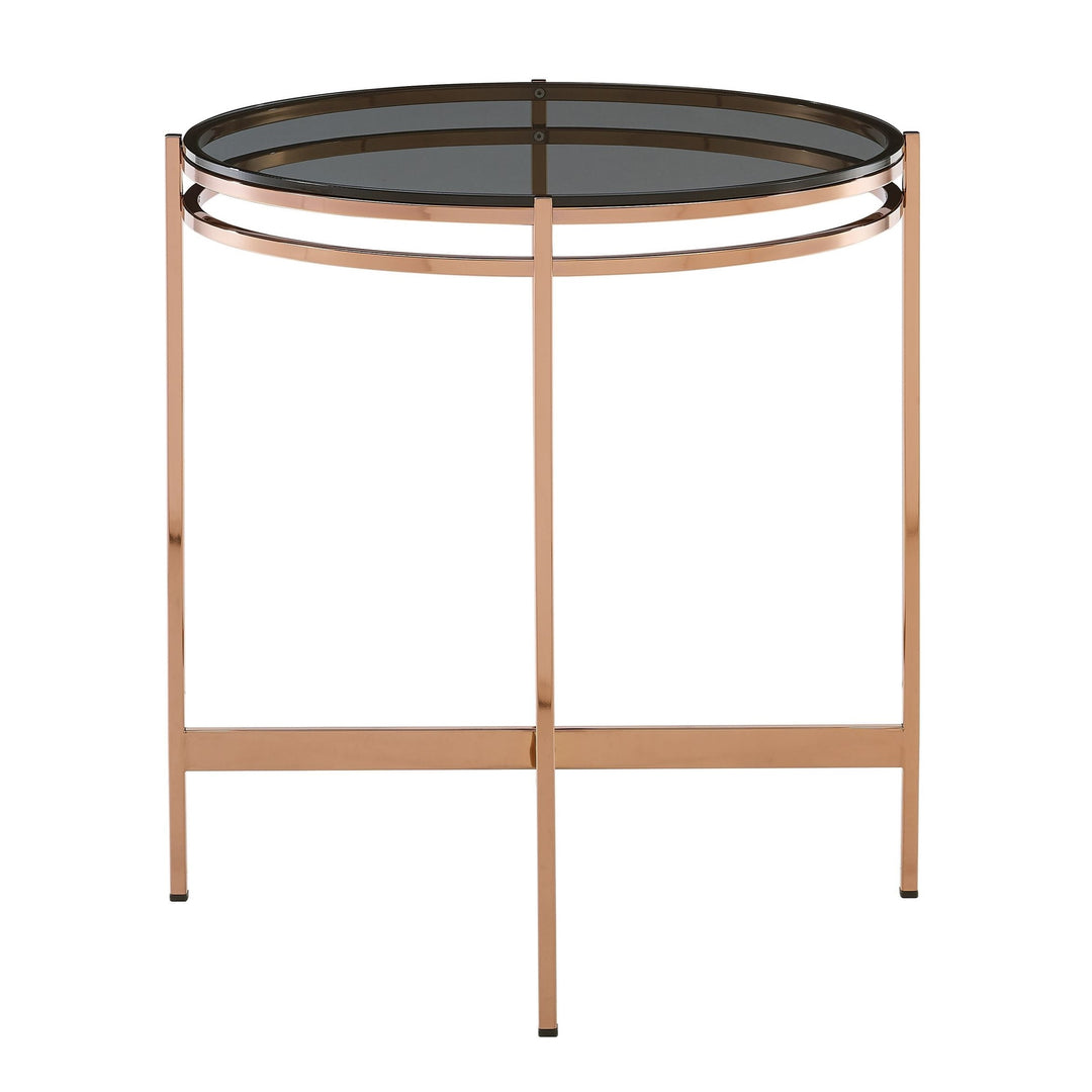 Bradford - Modern Smoked Glass & Rosegold End Table