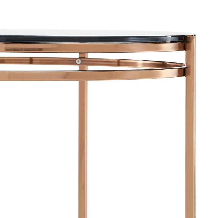 Bradford - Modern Smoked Glass &amp; Rosegold End Table