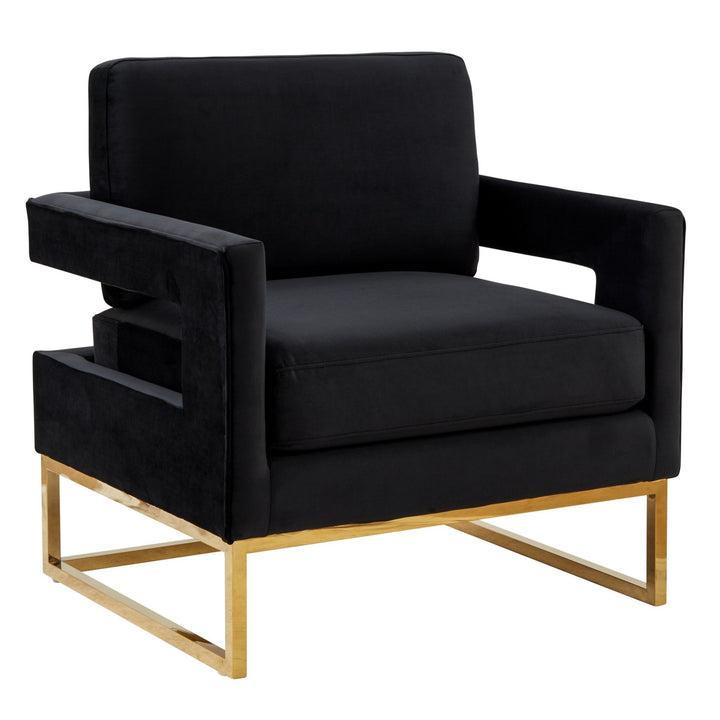 Edna - Modern Black Velvet &amp; Gold Accent Chair