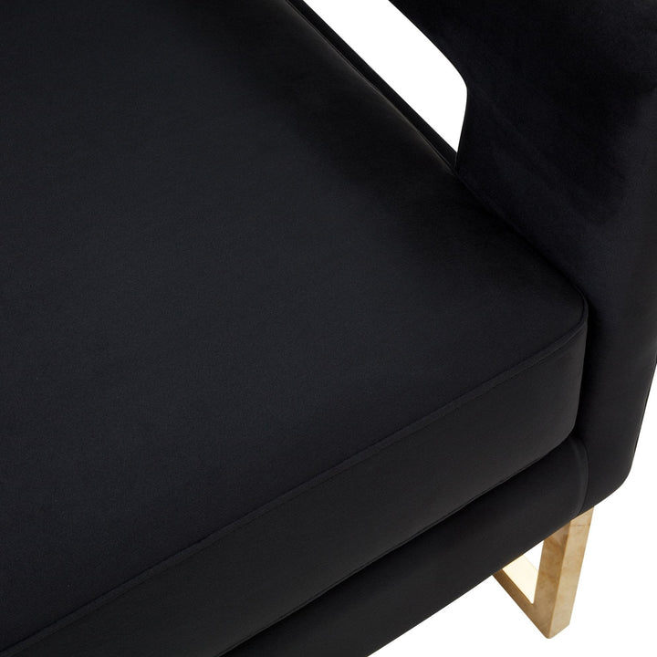 Edna - Modern Black Velvet &amp; Gold Accent Chair