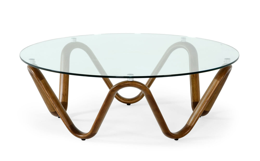 Lassen - Modern Glass  and  Walnut Coffee Table