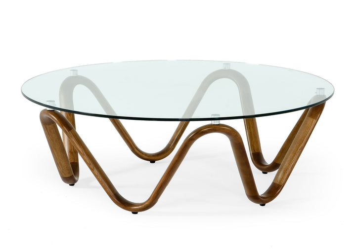 Lassen - Modern Glass  and  Walnut Coffee Table