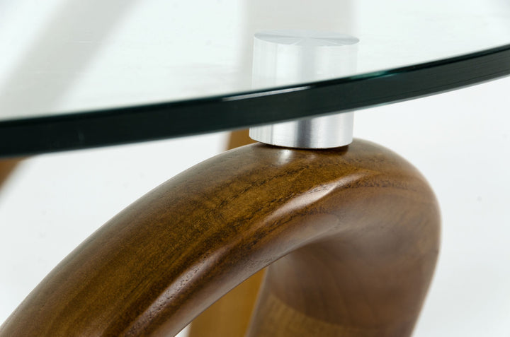 Lassen - Modern Glass  and  Walnut Coffee Table