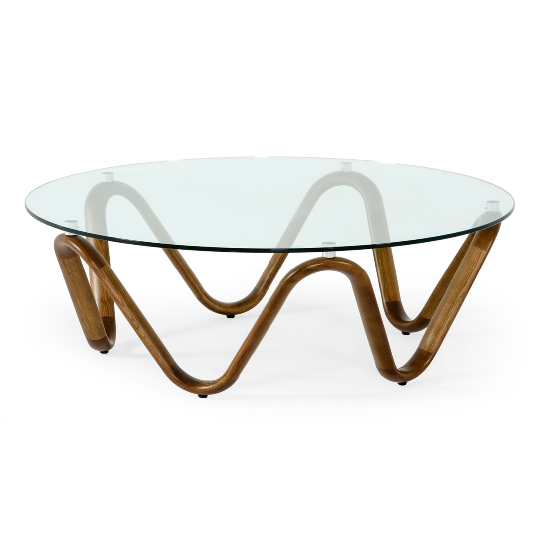 Lassen - Modern Glass & Walnut Coffee Table