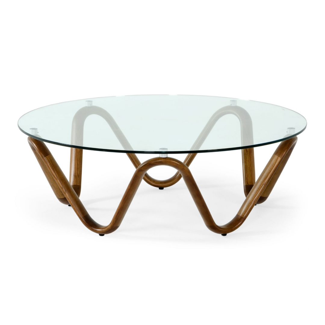 Lassen - Modern Glass & Walnut Coffee Table