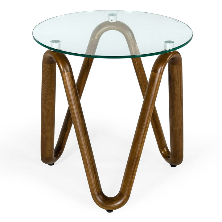 Lassen - Modern Glass &amp; Walnut End Table