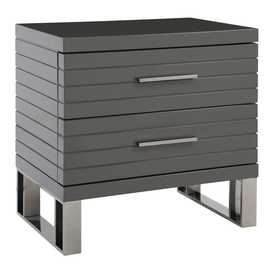 Splendor  Grey High Gloss Slatted Nightstand