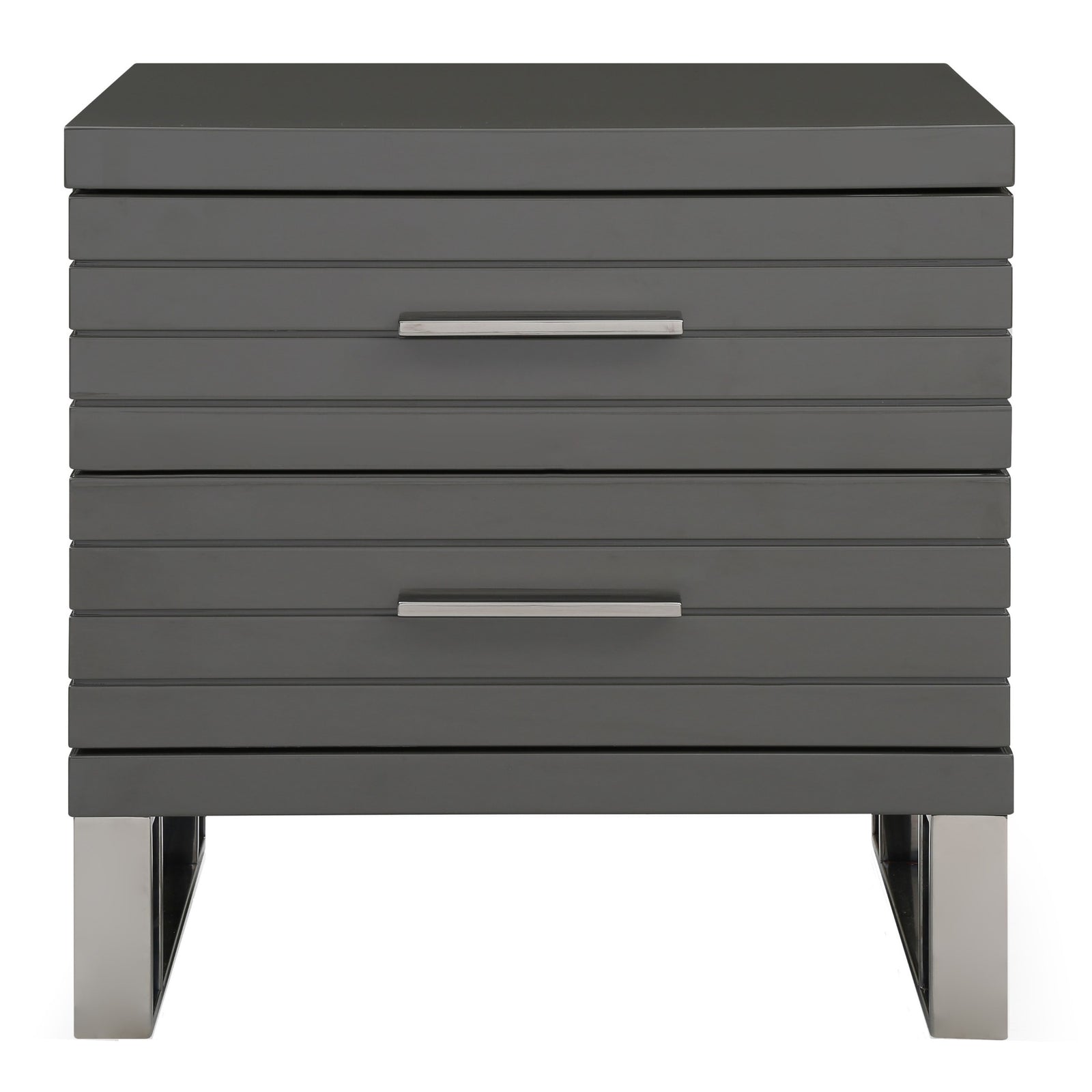 Splendor - Grey High Gloss Slatted Nightstand